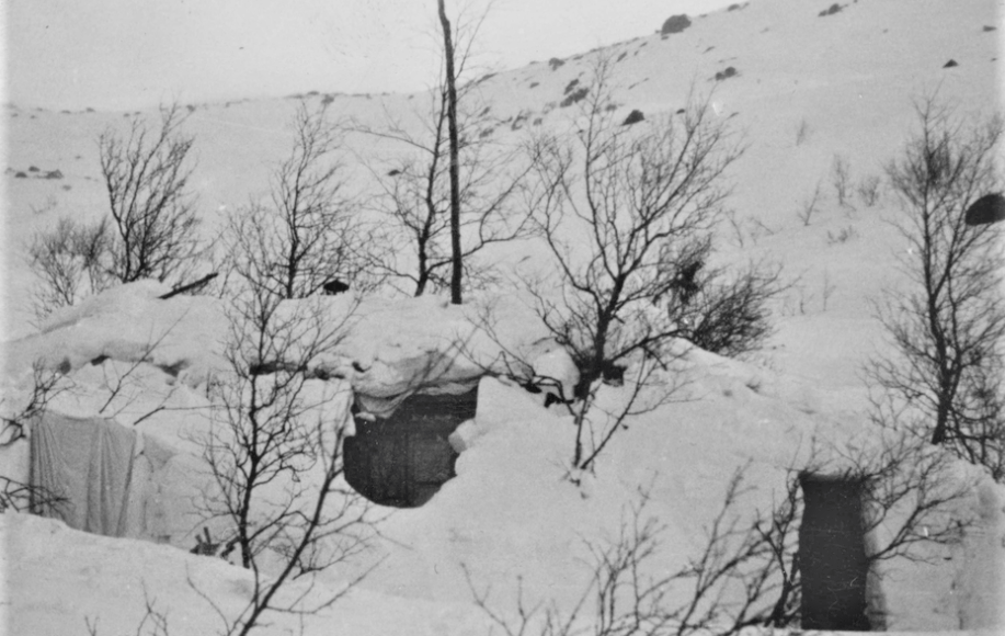 På fjelleiendommen til Hamaren, på nordøstsiden av Skinvatnet ble Skriubotn satt opp sommeren -44. Den skulle bli viktigste tilhold for major Leif Tronstad da han på høsten samme år kom for å lede Operasjon Sunshine. Hytta lå svært godt skjult i terrenget. 20 år etter krigens slutt ble hytta flyttet til Tinn Museum, og tidlig på -90-tallet til museet på Vemork. (Foto: NIA).